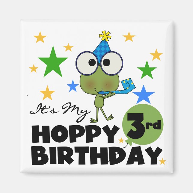 Hoppy Frog 3rd Birthday Tshirts and Gifts Magnet (Front)