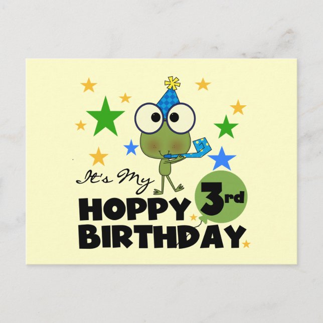 Hoppy Frog 3rd Birthday Tshirts and Gifts Postcard (Front)
