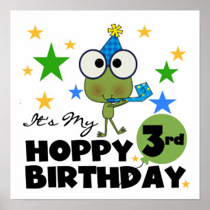 Hoppy Frog 3rd Birthday Tshirts and Gifts Poster