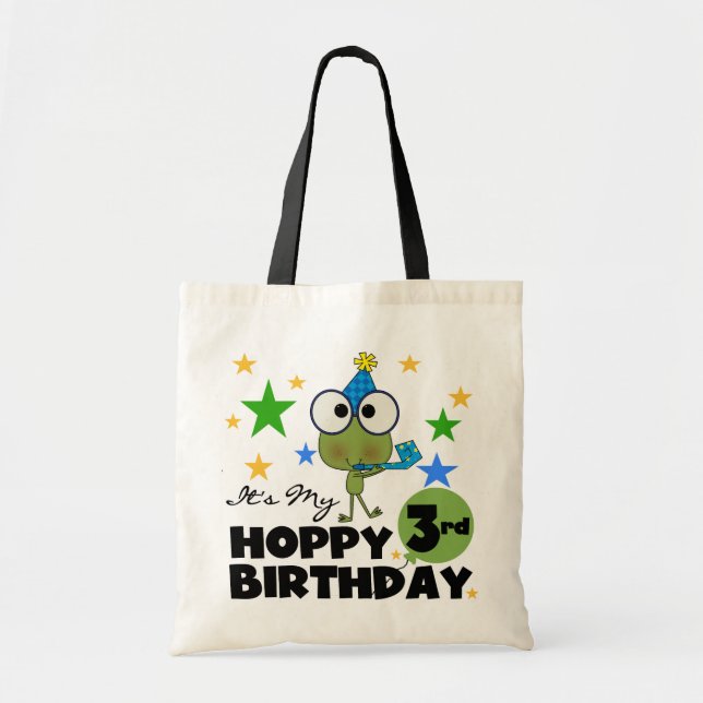 Hoppy Frog 3rd Birthday Tshirts and Gifts Tote Bag (Front)