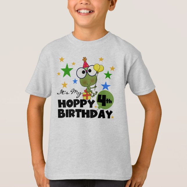 Hoppy Frog 4th Birthday T-shirts and Gifts (Front)