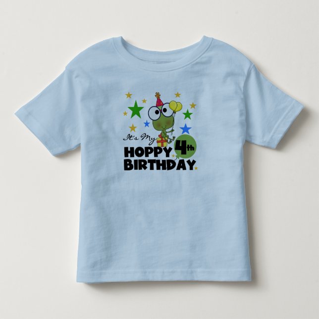 Hoppy Frog 4th Birthday T-shirts and Gifts (Front)