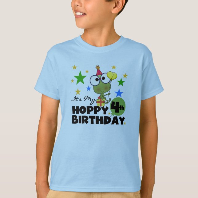 Hoppy Frog 4th Birthday T-shirts and Gifts (Front)