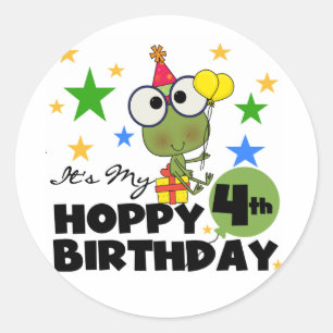 Hoppy Frog 4th Birthday T-shirts and Gifts Classic Round Sticker
