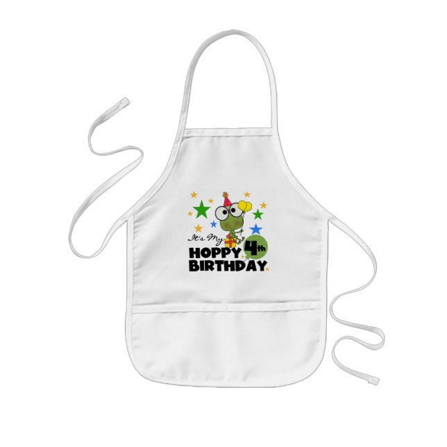 Hoppy Frog 4th Birthday T-shirts and Gifts Kids' Apron (Front)