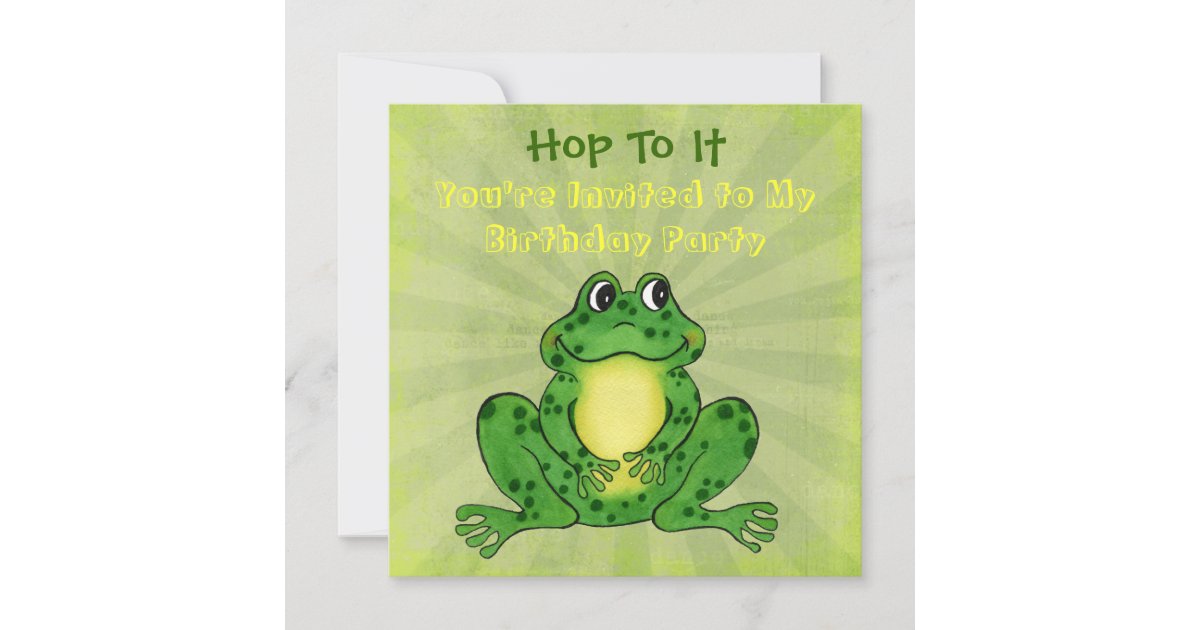 Hoppy Frog Birthday Invitation | Zazzle