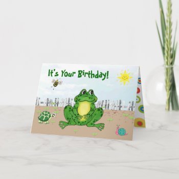 Hoppy Frog - Children's Birthday Card by SharonKMoore at Zazzle