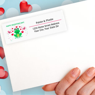 "Hoppy" Frog Happy Valentines Day Return Address Label