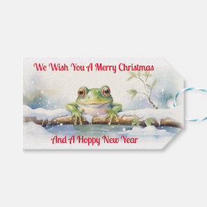 Hoppy frog New Year Wishes Gift Tags