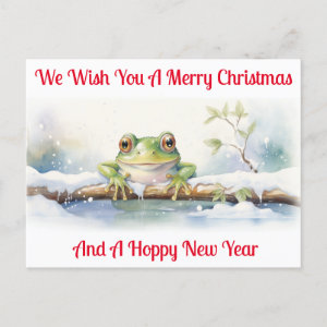 Hoppy frog New Year Wishes Holiday Postcard