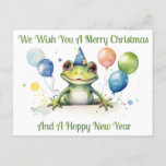 Hoppy frog New Year Wishes Postcard