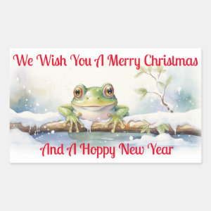 Hoppy frog New Year Wishes Rectangular Sticker