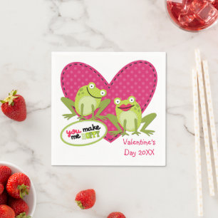 Hoppy Frog Valentine Day Napkins