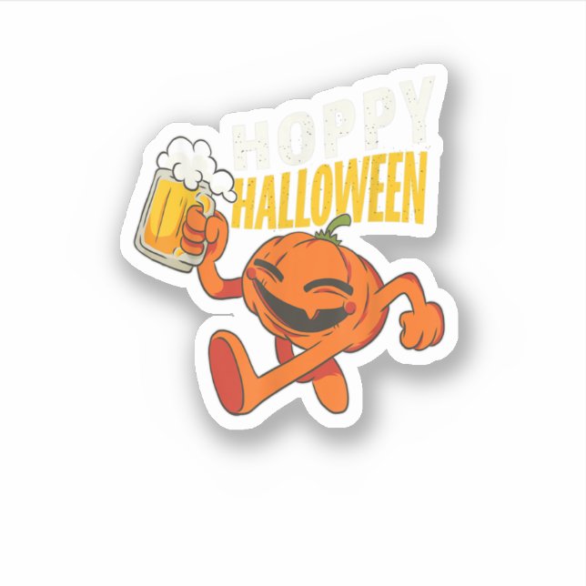 Hoppy Halloween  Beer Drinking Pumpkin Halloween  Sticker (Front)