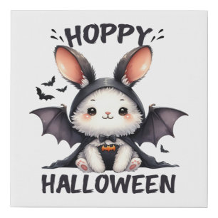 Hoppy Halloween Bunny Rabbit Faux Canvas Print