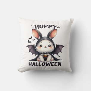Hoppy Halloween Bunny Rabbit Throw Pillow