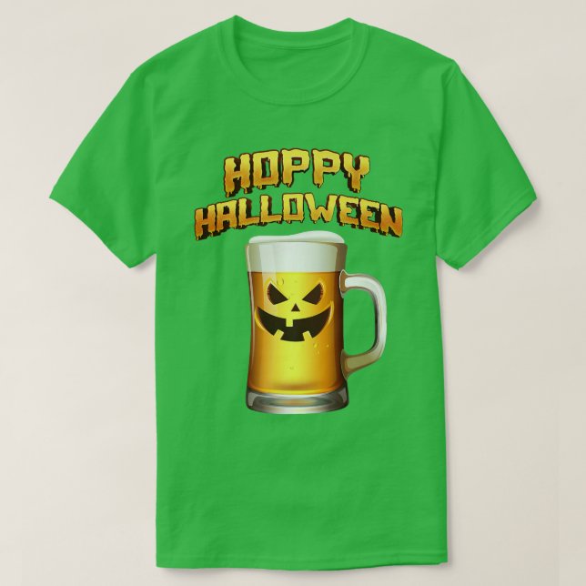 Hoppy Halloween Pumpkin Face Beer Drinker's  T-Shirt (Design Front)