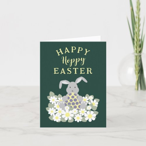Hoppy Happy Easter Bunny Floral Holiday Card
