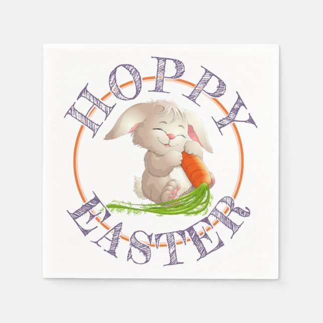 Hoppy Happy Easter Bunny Motif Napkins (Front)