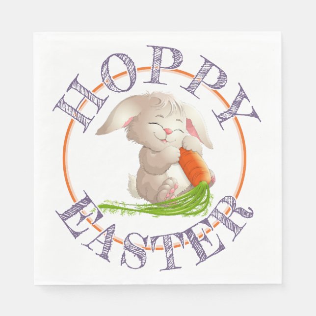Hoppy Happy Easter Bunny Motif Napkins (Front)