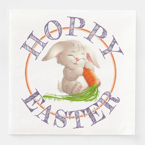 Hoppy Happy Easter Bunny Motif Paper Dinner Napkins