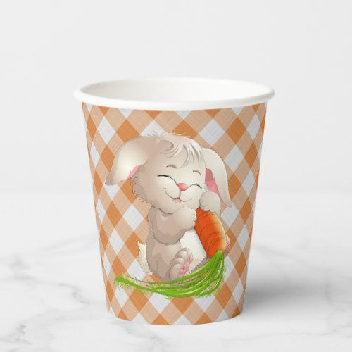 Hoppy Happy Easter Bunny Orange Gingham Pattern Pa Paper Cups