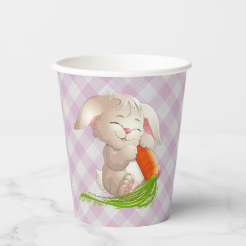 Hoppy Happy Easter Bunny Pink Gingham Pattern Pape Paper Cups