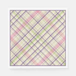 Hoppy Happy Easter Bunny Stripes And Plaid Pattern Napkins