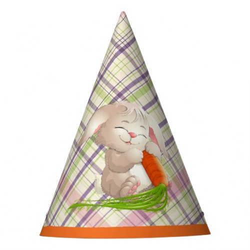 Hoppy Happy Easter Bunny Stripes And Plaid Pattern Party Hat