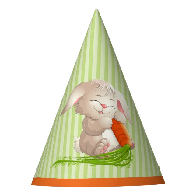 Hoppy Happy Easter Bunny Stripes Pattern Party Hat (Front)