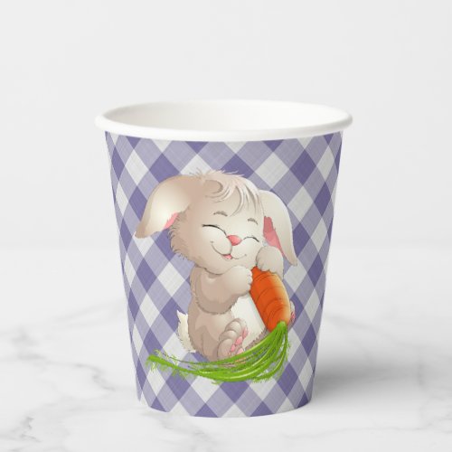Hoppy Happy Easter Bunny Violet Gingham Pattern Pa Paper Cups