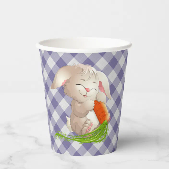 Turquoise Or Pink Gingham~COFFEE MUG~Porcelain Easter Bunny Inside~YOU CHOOSE! 