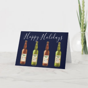 Hoppy Holidays Beer Bottles Holiday Photo Card