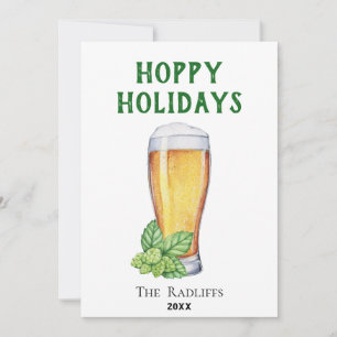 Hoppy Holidays Beer Glass Flat Holiday Card