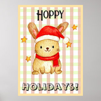Hoppy holidays bunny card poster