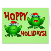 Hoppy Holidays Cartoon Green Frogs Red Letters (Front Horizontal)