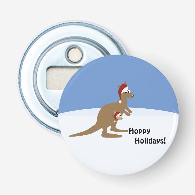 Hoppy Holidays Christmas Kangaroo Bottle Opener (Front)
