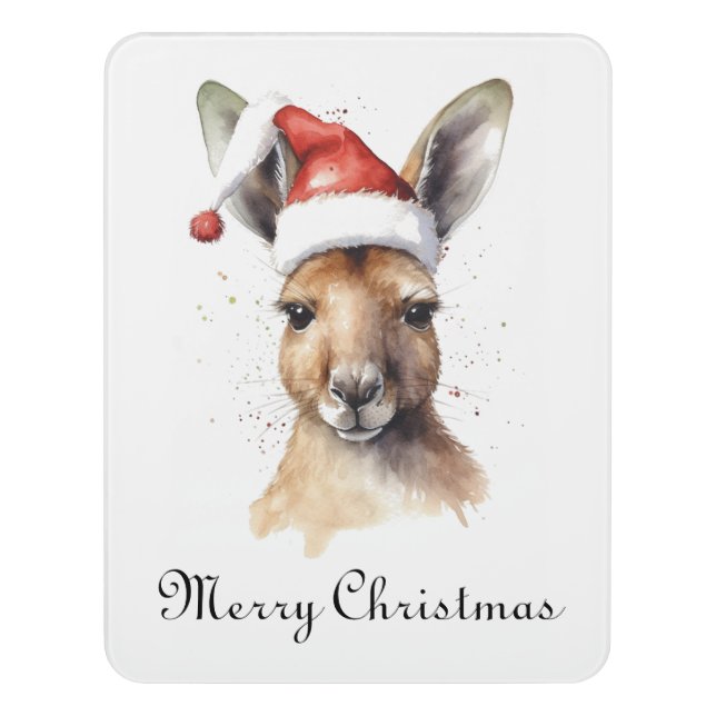Hoppy Holidays, Christmas Kangaroo custom Door Sign (Contemporary Vert)