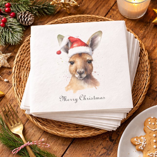 Hoppy Holidays, Christmas Kangaroo custom Napkins (Creator Uploaded)