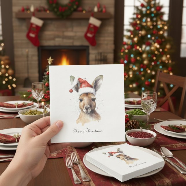 Hoppy Holidays, Christmas Kangaroo custom Napkins (Creator Uploaded)