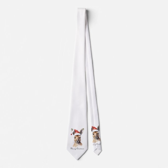 Hoppy Holidays, Christmas Kangaroo custom Neck Tie (Front)