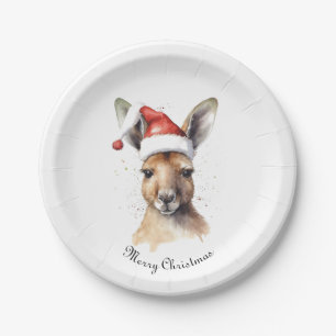 Hoppy Holidays, Christmas Kangaroo custom Paper Plates