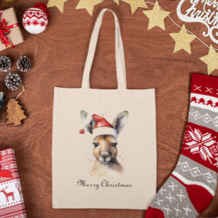 Hoppy Holidays, Christmas Kangaroo custom Tote Bag