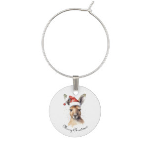 Hoppy Holidays, Christmas Kangaroo custom Wine Charm