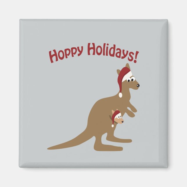 Hoppy Holidays! christmas Kangaroo Magnet (Front)
