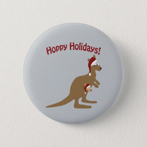 Hoppy Holidays christmas Kangaroo Pinback Button