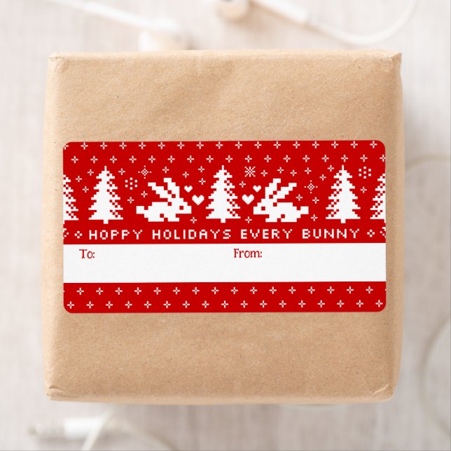 Hoppy Holidays Every Bunny Cute Rabbits To From Label (Insitu)