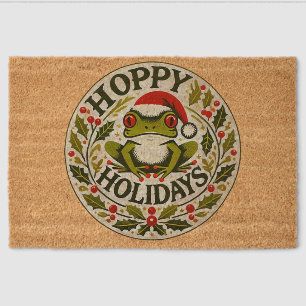 Hoppy Holidays Frog Christmas Fiber Doormat