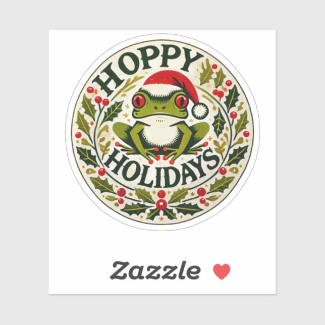 Hoppy Holidays Frog Christmas                      Sticker (Sheet)