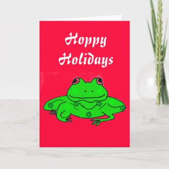 Hoppy Holidays Frog Greeting Card by patcallum at Zazzle